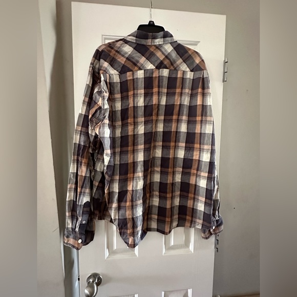Wrangler flex For Comfort Brown Blue Plaid Button Down Men's Shirt XXL - Picture 3 of 7